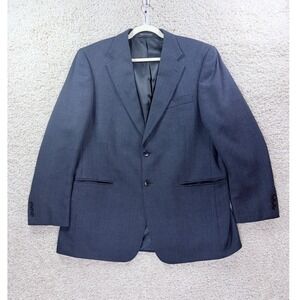 Mens 47 Bert Pulitzer Blazer 100% Wool Blue Micro Check Sport Coat Professional